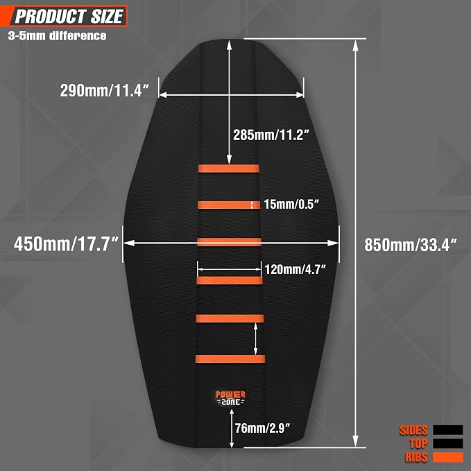Universial Dirt Bike Seat Cover - Soft Ribbed Rubber Seat Covers for Motorcross Enduro Orange