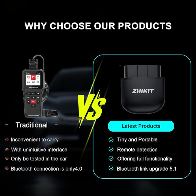 OBD2 Scanner Bluetooth for iPhone/Android-Auto Diagnostic Tool | 1.Compatible with iOS and Android 2.No software subscription fees 3.Supports OBD2-compliant vehicles (1996 and newer)