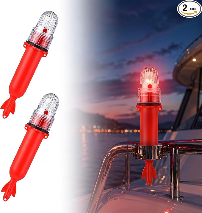 Kingdder Boat Flares Marine Signal Light Boat Flares Beacon Strobe Safety Battery-Powered Boating Safety Kit Without Battery Waterproof Day Night Use for Boating Fishing Nets Life Rafts