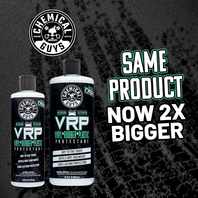 Chemical Guys, VRP Vinyl, Rubber & Plastic Dressing, New Car Scent, 32 oz | With new car smell scent for tires, trim, and dashboards, water-based cream restores deep black without greasy sling