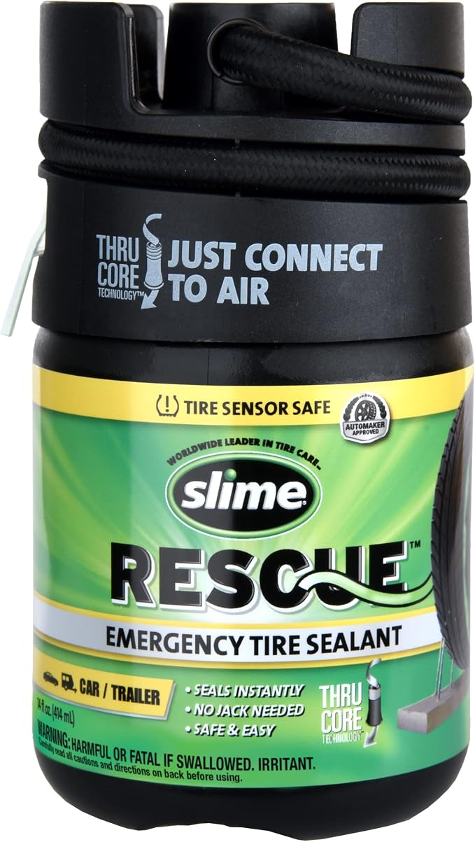 Slime 10188 Flat Tire Puncture Repair Sealant, Rescue, Emergency Repair for Highway Vehicles, Universal fit, Non-Toxic, eco-Friendly