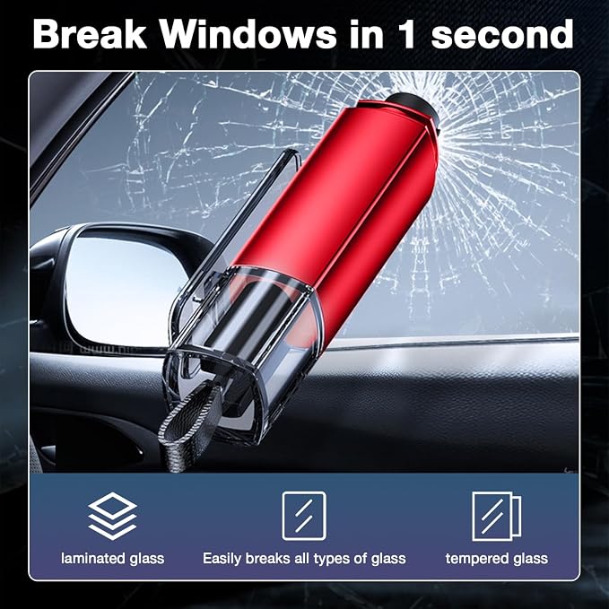 MOTORBUDDY Car Window Breaker Tool, 2-in-1 Window Breaker Seatbelt Cutter, Emergency Glass Breaker and Auto Escape Tool，Car Accessories for Women