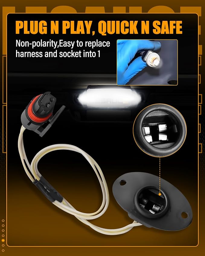 LESAUCE LED License Plate Light Kit for 1994-2001 Dodge Ram 1500 Pickup, 1994-2002 Dodge Ram 2500/3500 Pickup – 6000K White LED, Black Housing, Plug & Play Wiring Harness