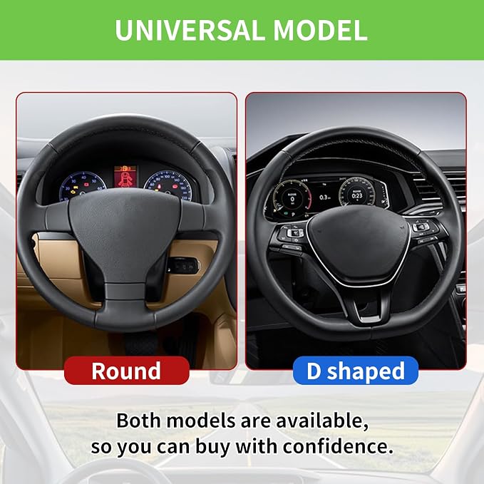 15 Inch Leather Steering Wheel Cover, Automotive Accessories Breathable Anti-Slip Elastic Soft Wheel Protector, Fit for Most SUVs Trucks and RVs (Green)