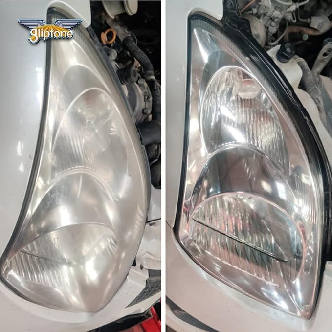 Gliptone Headlight Restoration Kit, Restores 4 Headlights, Guaranteed, Easy 2 Step Process, 7 Piece Kit, No Sanding or Tools Required | Restores Up to 4 Headlights, No Sanding or Tools Required, UV Protection & Clear Poly Coating, Easy 2-Step Process