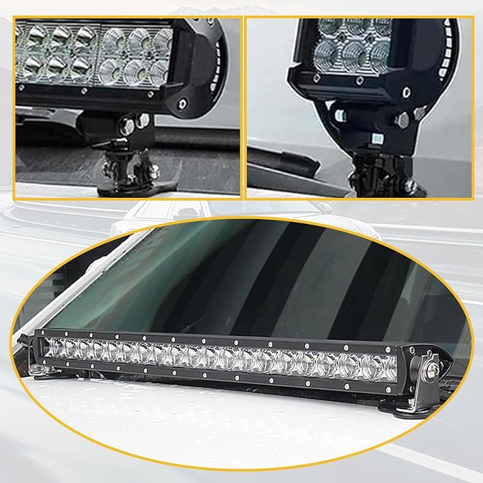 ijuicy 2 PCS Led Light Bar Mounting Brackets, Adjustable Hood Led Work Light Mount Bracket, Off Road Accessories, Ditch Light Brackets for Off Road Truck (Black)