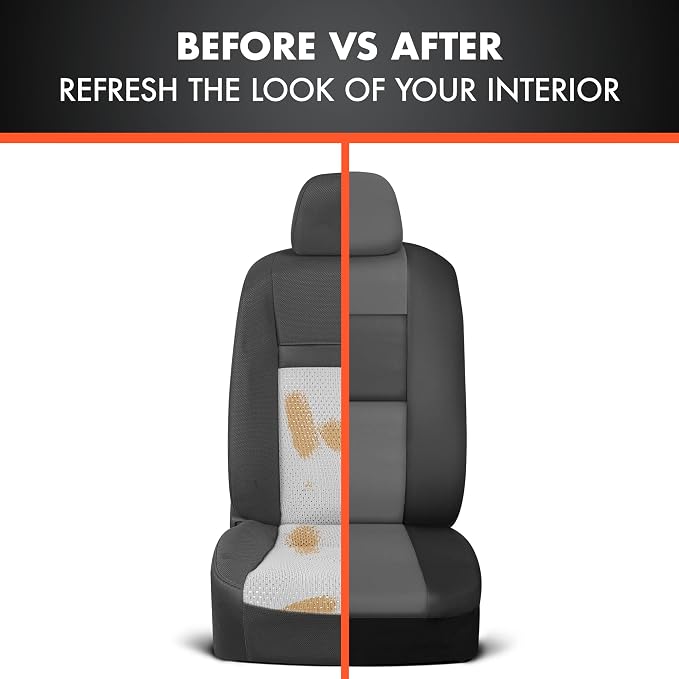 BDk Faux Leather Car Seat Cover Full Set - Front & Rear Split Bench Charcoal Seat Covers For SUV & Truck Seat Covers, Airbag Compatible - Protective Seat Covers for Car Seats & Car Accessories