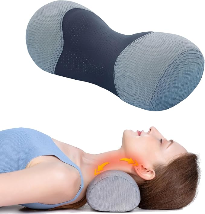 Bespilow Cervical Neck Pillow for Pain Relief - Small Cylinder Neck Roll & Round Bolster - Portable Memory Foam Traction Device for TMJ, Hump Correction, Travel & Sleeping Support,Odorless