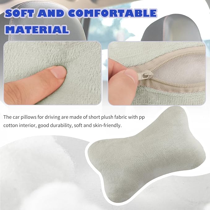 2PCS Car Headrest Pillow,Soft & Comfortable Car Neck Pillow for Driving Fatigue Relieve,All-Season Universal Cars Head Rest Pillows Automotive Interlor Accessorles for Cars (Gray/2PCS)