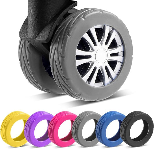 8Pcs Upgrade Luggage Wheel Covers, Travel Accessories (Grey) | Wear-resistant & anti-noise silicone covers. Fits 2-2.4" wheels. Protects suitcase wheels. Travel essential for suitcases