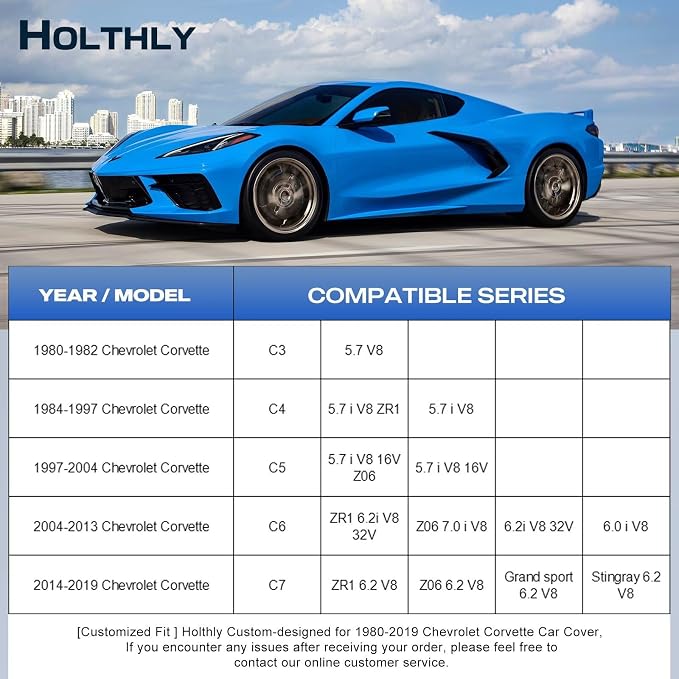 10 Layers Car Cover Custom Fit for Chevrolet Corvette (1980-2019) C3,C4,C5,C6,C7, Waterproof All Weather for Automobiles, Outdoor Full Cover Sun Dust Protection with Cotton. Silver