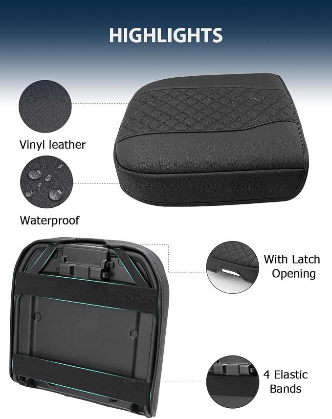 Center Console Cover for Chevy Silverado & GMC Sierra 1500 Accessories 2019-2026, Tahoe & Suburban & Yukon 2021-2026, Vinyl Car Armrest Protector, Floor Console Bucket Seat Only, Anti-Scratch, Black