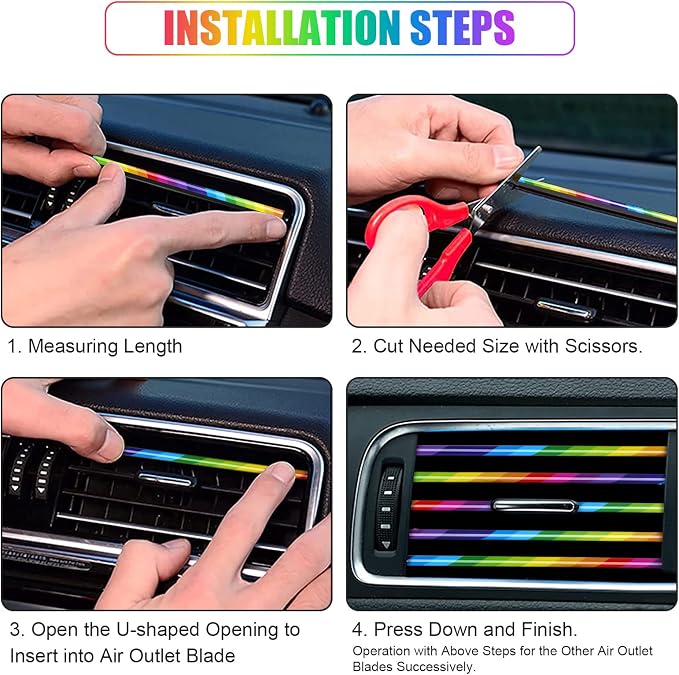 20 Pieces Universal Car Air Conditioner Vent Trim Decoration Strip Accessories, Waterproof Flexible Shiny Auto Car Interior Accessories for All Air Vent Outlet
