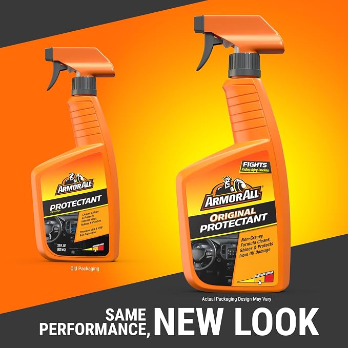 Armor All Streak-Free Original Protectant Spray, Car Interior Cleaner, 28oz | Car cleaning spray, dashboard cleaner for car interior safe on vinyl, rubber, plastic; apply with cloth, not for controls