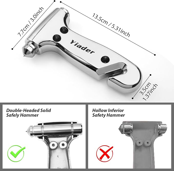 Car Window Breaker Tool, 3-in-1 Emergency Escape Tool with Window Breaker and Seat Belt Cutter, Safety Emergency Car Escape Tool for Car, Matte Black and Electroplating Silver
