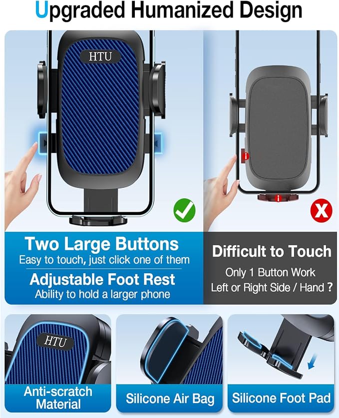【Upgraded Strongest Suction & Pro Military-Grade】Ultimate Car Phone Mount【360°Rotatable Suction】Cell Phone Holders Truck Stand for Dashboard Windshield Vent for iPhone 17 Pro Max 16 Samsung,Navy Blue