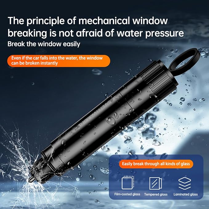 2026 Upgraded Window Breaker and Seatbelt Cutter, Portable Car Safety Hammer, Instantly Glass Breaker Underwater, Car Window Breaker Tool, Life Hammer Car Emergency Escape Tools (Black)