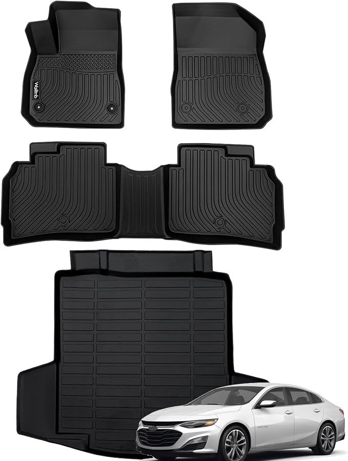 Wailtnb-Car Floor Mats & Cargo Liner Set for Chevrolet Malibu 2016-2025 All Weather Floor Mats for Chevrolet Chevy Malibu 16-25 Cargo Liner TPE Waterproof Trunk Liners Full Set Accessories for Malibu