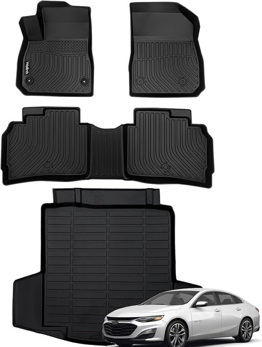 Wailtnb-Car Floor Mats & Cargo Liner Set for Chevrolet Malibu 2016-2025 All Weather Floor Mats for Chevrolet Chevy Malibu 16-25 Cargo Liner TPE Waterproof Trunk Liners Full Set Accessories for Malibu