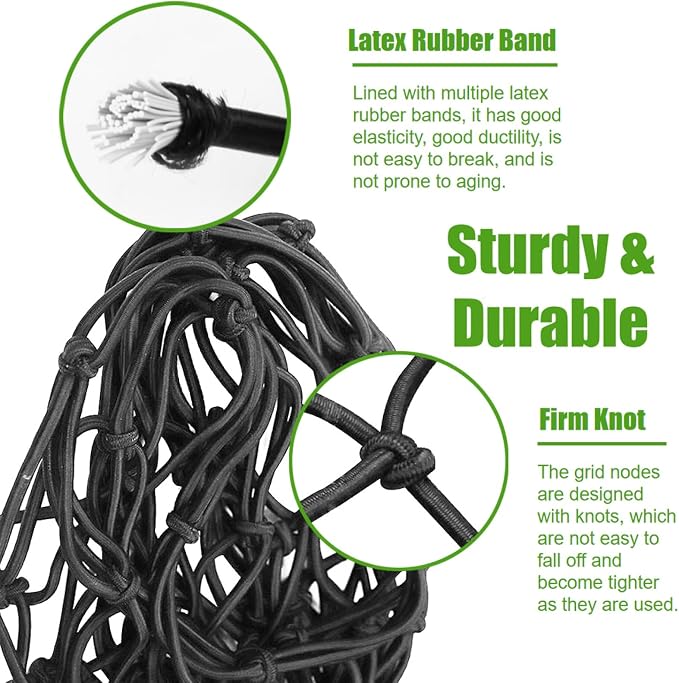 4' x 6' Cargo Net for Pickup Truck Bed Stretches to 6' x 12' Heavy Duty Roof Rack Cargo Bungee Mesh Netting with Hooks Carabiners for Ford Chevy Dodge Ram Toyota
