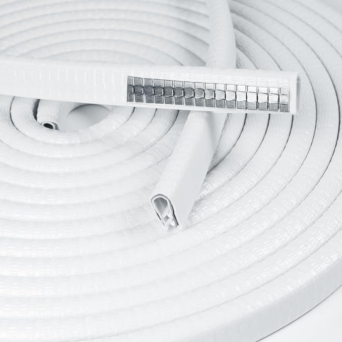 Edge Trim White U-Channel Rubber Trim Edge with Steel 1/2" X 3/8" - Fit Gap 3/64" to1/4 Car Door Edge Sealing Strip PVC Weather Stripping with Metal, Metal Edge Protector, 12FT