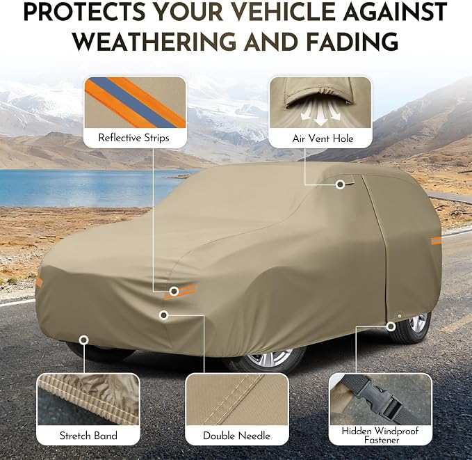 Kaugung Custom Fit Car Cover for Honda Odyssey Minivan (1999-2026), Heavy Duty All Weather Waterproof Outdoor Cover, Sun Rain Snow UV Protection with Driver Door Zipper & Air Vents