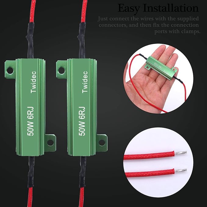 Twidec/8Pcs 50W 6Ohm LED Load Resistors For Fix LED Hyper Flash Turn Signal Light Bulb Fast Blink Error Code RX24-50W6-8X