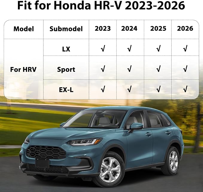 Floor Mats for 2023-2026 Honda HRV (Include Hybrid) | 2025 2026 Acura ADX | Custom Fit TPE Mats Accessories for HR-V All Weather Protection Waterproof Anti-Slip Liners 1st 2nd & Trunk Mat
