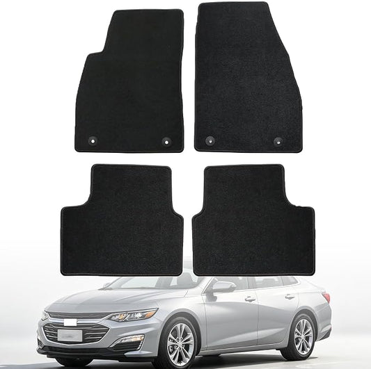 GXARTS Custom Fit Velour Carpet Floor Mats Fit for Chevrolet Malibu 2016-2024 (Not for Malibu Limited)，4-Piece Front+Rear Full Set Accessories，All-Weather Waterproof Anti-Skid Retaining Buckle