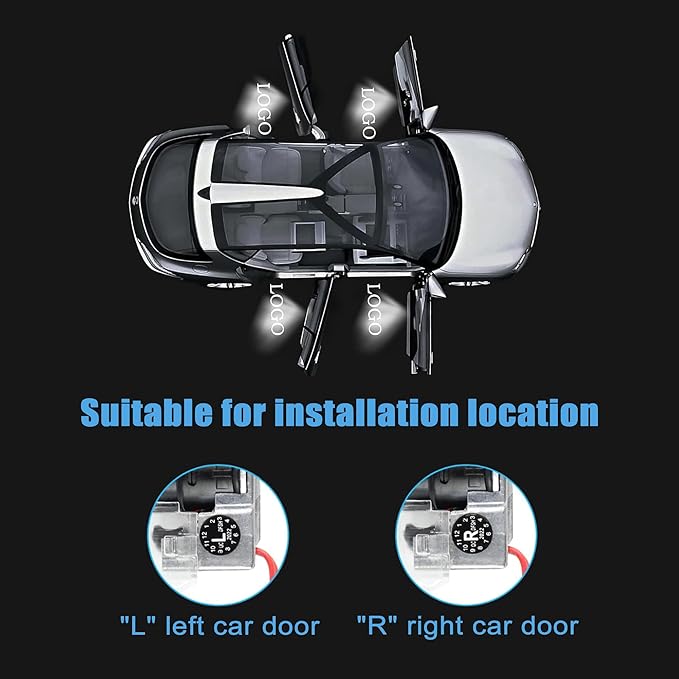 Never Fade Door Light Logo,HD Door Light Logo Welcome Lights Lamp Door Light Puddle Lights Kit Compatible with Accessories (2Pcs)