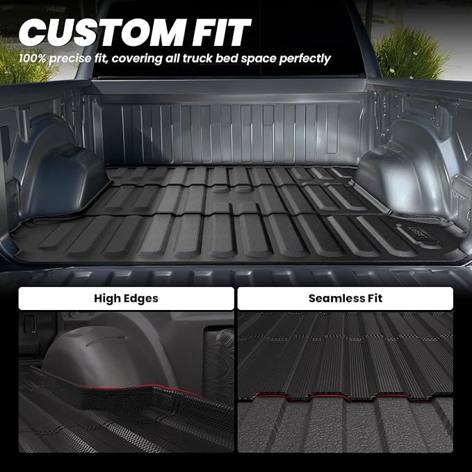 LASFIT 6.4FT Truck Bed Mat for Ram 1500 2019-2026 Standard Bed (6FT4/76.3inches) NOT for Classic Model or Model with RamBox, All Weather TPE Custom Fit Truck Cargo Bed Liner, Black