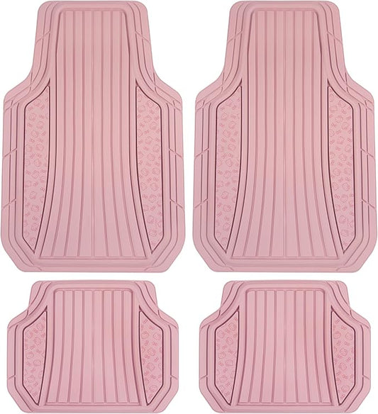 Hello Kitty Car Mats 4pc Floor Mats for Cars Trucks SUVs Pink Car Floor Mats for Women Men Accessories Rubber Heavy Duty Cute Non-Slip Always Front Rear Hello Kitty Cars Accessories Pink