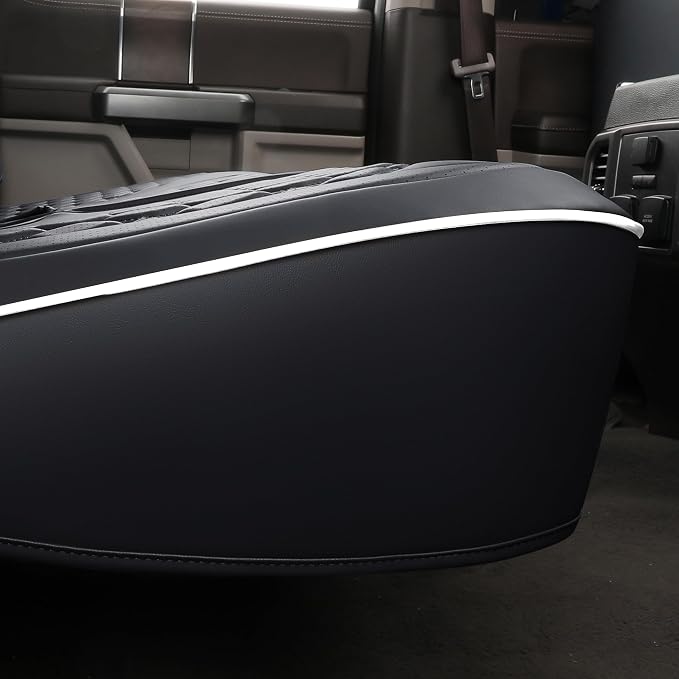 Huidasource Fit for GMC Sierra/Chevy Silverado Rear Seat Cover, Thickened Split Nappa Leather Truck Back Seat Cover 2007-2013&2019-2026 1500, 2020-2026 2500HD 3500HD Crew Cab WT LS LT, Black＆White