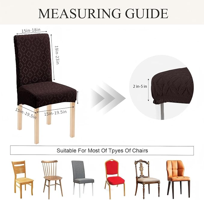 Genina Waterproof Chair Covers for Dining Room Set of 2, Removable Washable Chair Slipcover Protectors, Chocolate