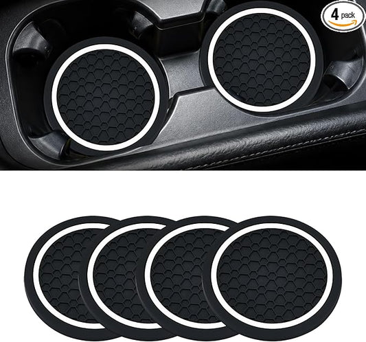 4PCS Car Cup Holder Coasters - 2.75 Inch Non-Slip Insert Water Bottle Holder Pads, Dustproof Automotive Interior Accessories Mat, Universal for Vehicles, Trucks, RVs (White)