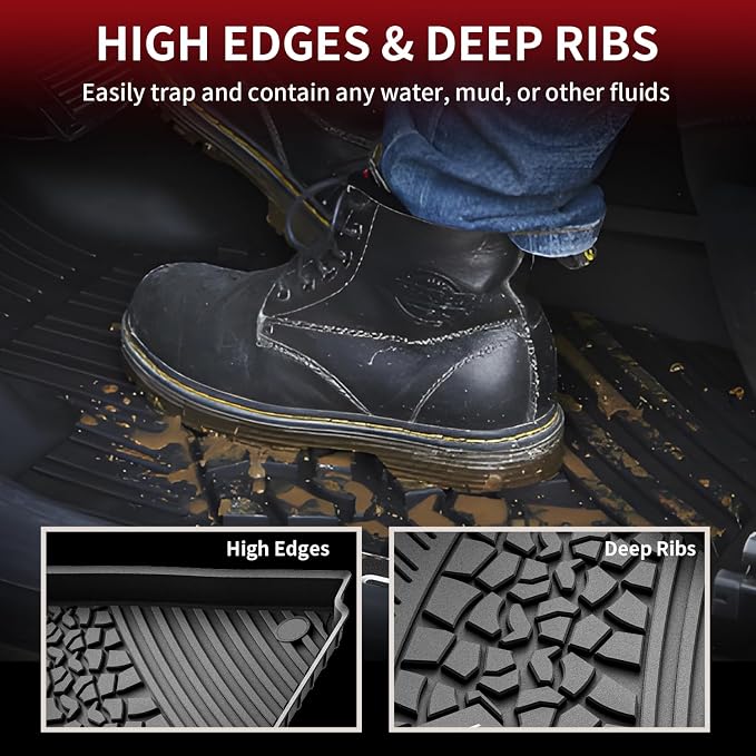 LASFIT Floor Mats for Jeep Grand Cherokee WL 2022-2025 2026 5-Seat (Include 4xe, NOT for L) All Weather TPE Custom Fit Car Mats Floor Liners 1st & 2nd Row, Black