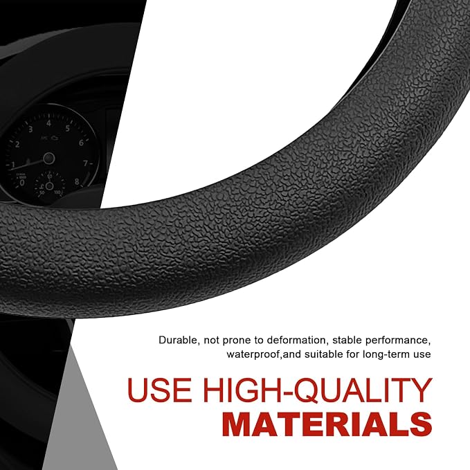 Silicone Steering Wheel Cover - Thicker Universal Stretchy & Anti-Slip Grips, Universal Fit 14"-16" Silicone Steering Wheel Protector for Men and Women, Car Interior Accessory (Black)