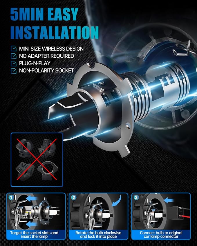 FRANXI H4/9003/HB2 Bulbs, 16000LM Super Bright Fog Lights, Pack of 2 | 6000K Cool White, IP67 Waterproof, H4 9003 Accessory Light Kits