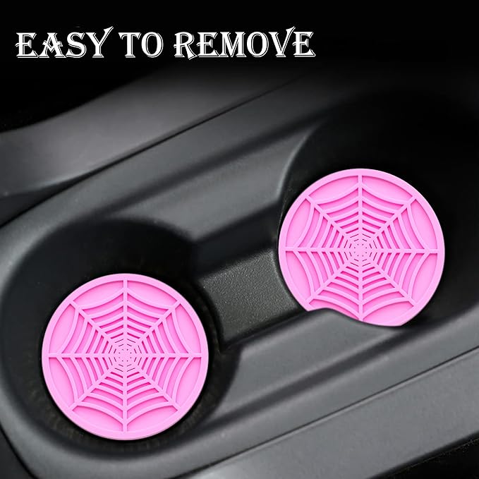 2PCS Car Cup Holder Coasters, 2.75 Inch Universal Non-Slip Insert Water Bottle Holder Pads, Car Interior Accessories Sets (Pink)