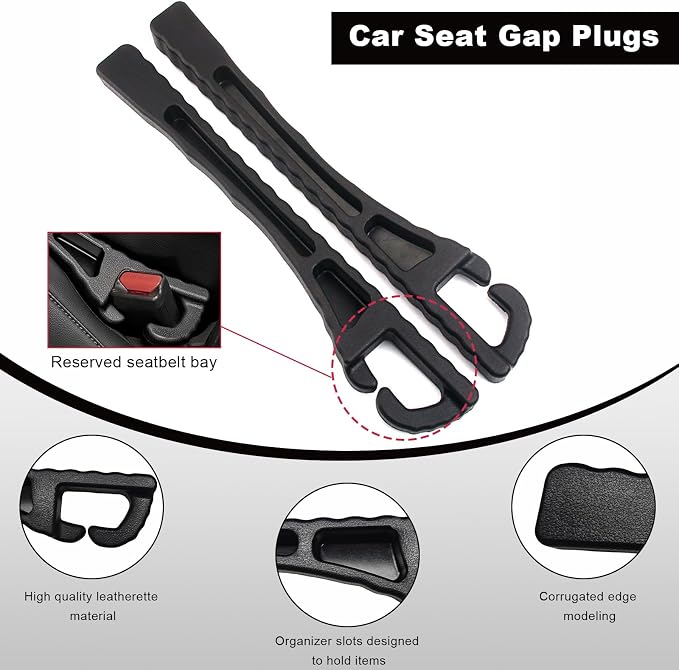 KVAEY 2PCS Car Seat Gap Filler Organizer, PU Leather Crevice Blocker Gap Plug Between Seat and Console, Universal Car SUV Truck Gap Organizer Stop Phone Wallet Keys from Dropping