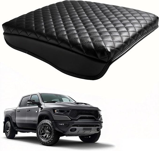 LINOAH Center Console Cover for 2019-2026 Ram 1500 Center Console Cover, Armrest Cushion Pad Cover, PU Leather for 5th Ram 1500 Armrest Cushion Pad Cover Anti-Scratch for RAM 1500 Accessories