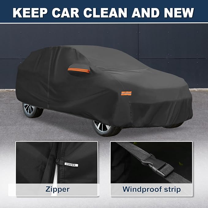 ACROPIX Car Cover Waterproof All Weather Full Exterior Cover Rain Hail Sun Protector Car Cover Black Fit for Nissan X-Trail 2010-2024 with Door Zipper - Pack of 1