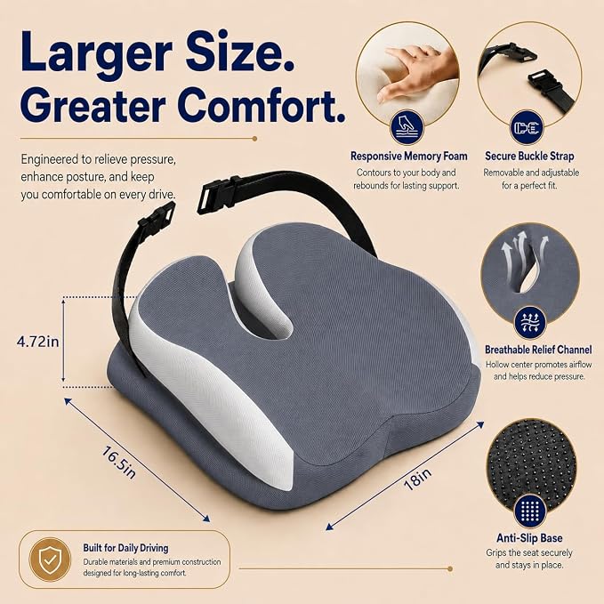Seat Cushions for Office Chairs Wheelchair Cushion for Long Sitting Back Pain，Memory Foam Seat Car Computer Desk Chair Cushion，Coccyx Cushion for Tailbone Pain Relief Cushion Office Chair Butt Pillow | Suitable for prolonged sitting, relieves tailbone ...