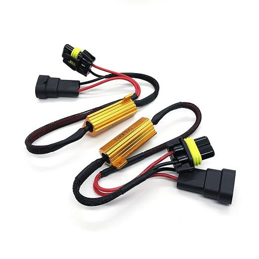 O-NEX LED Load Resistor Kit 50W 8ohm Headlight Bulb Relay Harness Adapter Anti Flicker Error Decoder Warning Canceller - H11 (H8, H9)