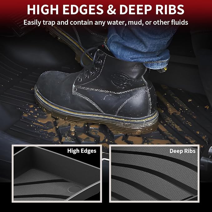 LASFIT All Weather Floor Mats for Porsche Macan 2026-2014, 3D Laser-Measured Custom Fit TPE Floor Liners, Front & Rear Rows, Black, Easy to Clean