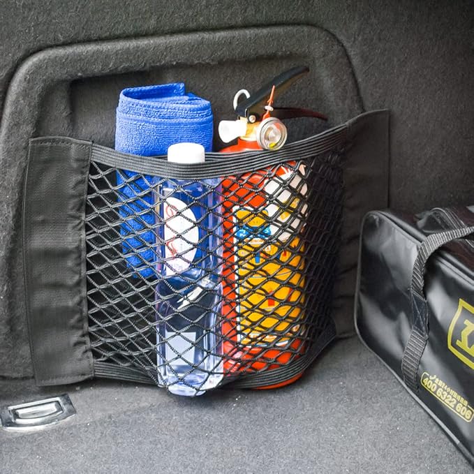 Mesh Cargo Net for Car, Universal Stretchable Trunk Storage Net Wall Sticker Organizer Elastic Pouch Bag for Cars, SUV, Home, Auto Interior Accessories (Medium)