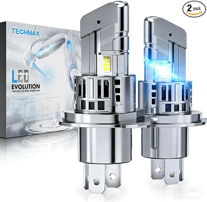 TECHMAX H4/9003 Fog Light, 600% Bright 30000LM 6500K Xenon White w/Cooling Fan Wireless Compatible with Tacoma Tundra 4Runner Camry Corolla Highlander RAV4 Direct Insertion Plug and Play, Pack of 2