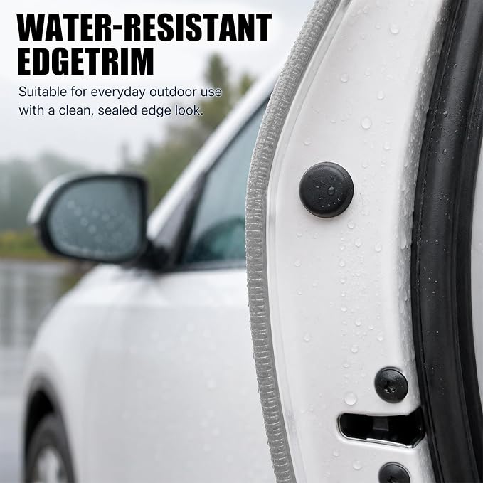 16.4 Ft Rubber Car Door Edge Guards, U Shape Edge Trim, Gray | Flexible profile, cut to fit, parking ding shield, push on setup, fits most sedans SUVs trucks, automotive accessories