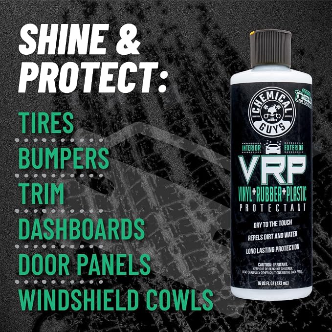 Chemical Guys, VRP Vinyl, Rubber & Plastic Dressing, New Car Scent, 32 oz | With new car smell scent for tires, trim, and dashboards, water-based cream restores deep black without greasy sling