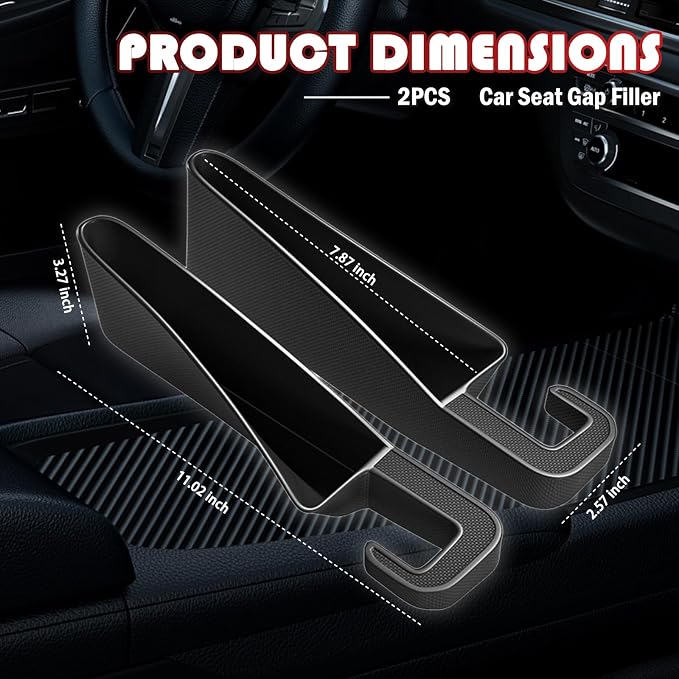 2PCS Short Car Seat Gap Filler Organizer with Seats Belt Holes,Anti-dropout Seat Gap Filler Fills Console Gaps,Universal Car Seats Gaps Plug with Storage Slot for Cars Storage